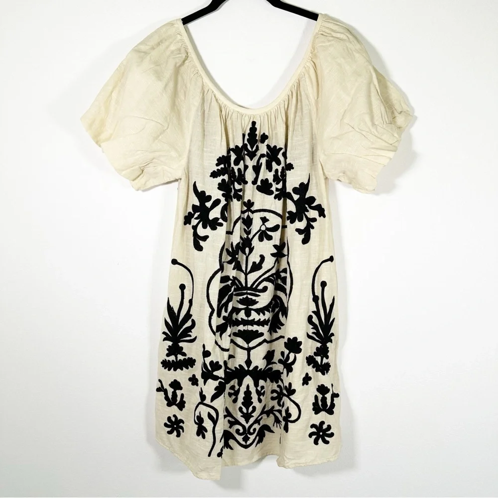 NWT $148 Free People x Revolve Fiona Embroidered Mini Dress Ivory Size Small